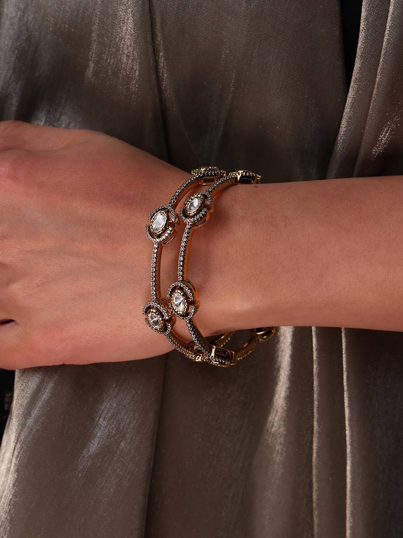 Gold plated kundan bangles