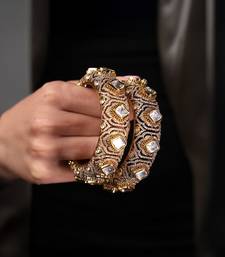 Gold plated kundan bangles