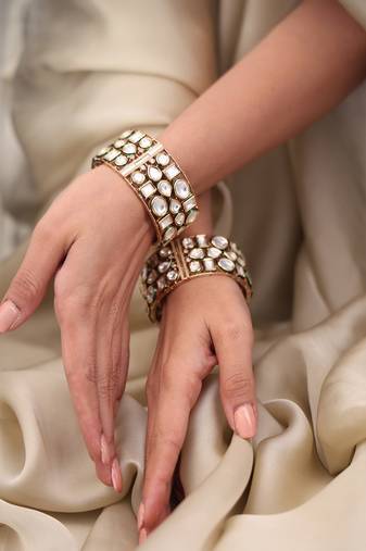 Gold plated kundan bangles