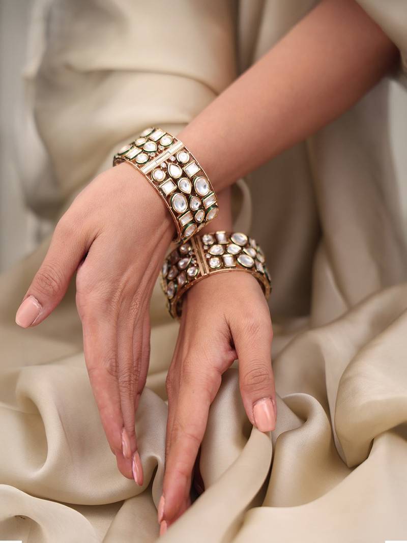 Gold plated kundan bangles