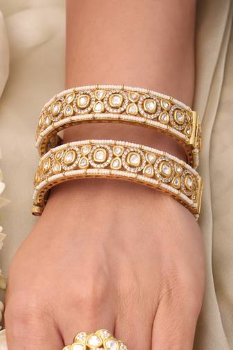 Gold plated kundan bangles