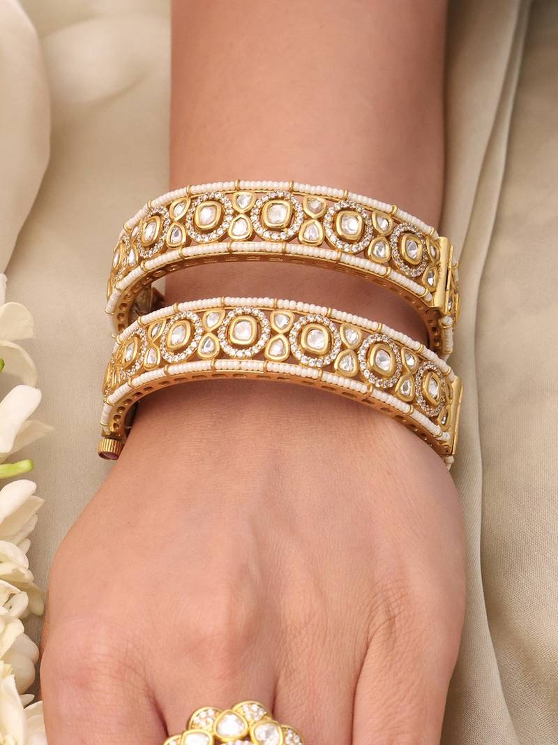 Gold plated kundan bangles