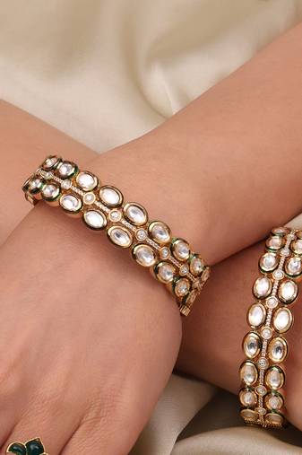 Gold plated kundan bangles