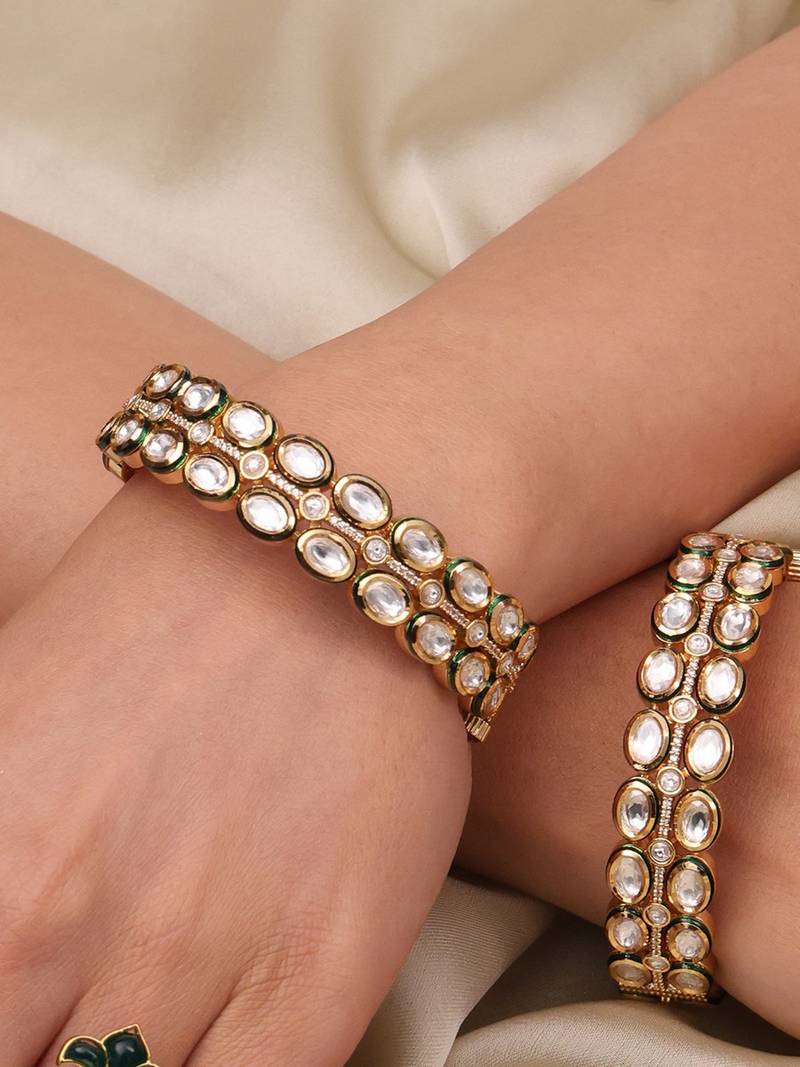 Gold plated kundan bangles