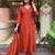 Brown aaysa women ethnic motifs embroidered cotton kurta with trousers & dupatta