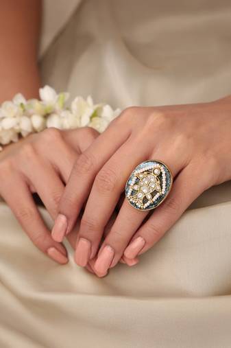 Gold plated kundan ring