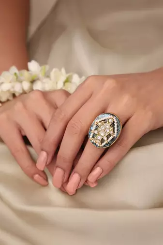 Gold plated kundan ring
