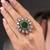 Gold plated kundan green stone ring