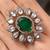 Gold plated kundan green stone ring
