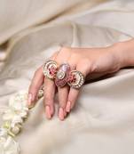 Gold plated kundan pink stone ring