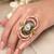 Gold plated kundan multicolor ring