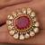 Gold plated kundan red stone ring