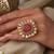 Gold plated kundan red stone ring