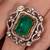 Gold plated kundan green stone ring