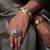 Gold plated kundan red stone ring