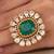 Gold plated kundan green stone ring