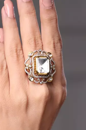 Gold plated kundan ring