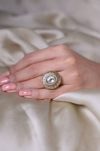 Gold plated kundan ring