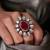 Gold plated kundan red stone ring