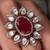Gold plated kundan red stone ring