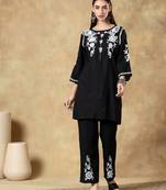 Black embroidered Chikankari co-ord set