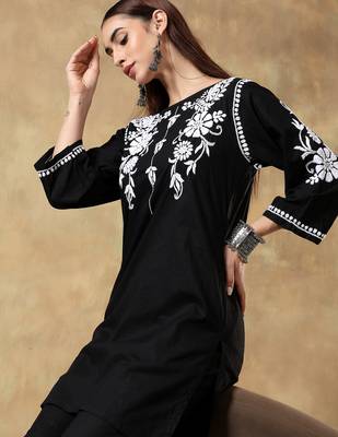 Black embroidered Chikankari co-ord set 2