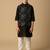 Black embroidered viscose kurta bandi set for boys