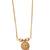 Traditional gold-plated pendant set with earrings, featuring red and green stones