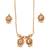 Elegant gold-plated pendant and earring set with red and green stones