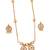 Antique gold-plated designer chain pendant set with earrings – red & green stone embellishments