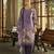 Purple silk crepe hand wash printed straight kurta with comfort fitting pant & printed dupatta