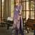 Purple silk crepe hand wash printed straight kurta with comfort fitting pant & printed dupatta