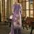 Purple silk crepe hand wash printed straight kurta with comfort fitting pant & printed dupatta