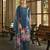 Teal blue silk crepe hand wash printed straight kurta with comfort fitting pant & printed dupatta