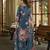 Teal blue silk crepe hand wash printed straight kurta with comfort fitting pant & printed dupatta