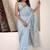Sky blue linen beautiful tussle on pallu casual wear saree