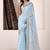 Sky blue linen beautiful tussle on pallu casual wear saree