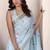 Sky blue linen beautiful tussle on pallu casual wear saree