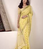 Lemon linen beautiful tussle on pallu casual wear saree