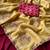 Yellow Paper Silk blend Crush Saree With Swarovski Work On The Buttas N Cutwork Border