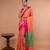 Orange Blended Silk Saree With Broad Pink Border