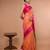 Orange Blended Silk Saree With Broad Pink Border