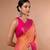 Orange Blended Silk Saree With Broad Pink Border
