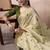 Cream & olive cotton weaving zari border casual wear saree