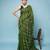 Bottle Green Cotton Handloom Saree With Thin Black Stripes 