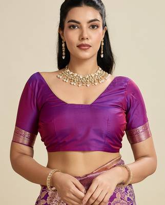 purple soft kanjivaram silk zari woven designer saree with blouse 3
