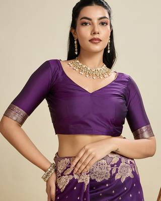 wine soft kanjivaram silk zari woven designer saree with blouse 3
