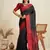 black khadi raw silk temple woven border designer saree with blouse