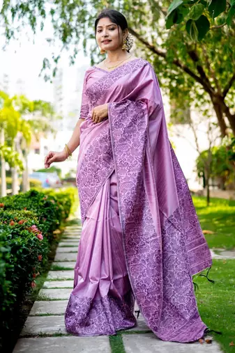 purple handloom raw silk weaving designer saree with blouse