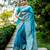sky blue handloom raw silk weaving designer saree with blouse
